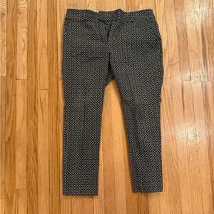 Ann Taylor LOFT Marisa Skinny Pants Black Ivory Geometric Print Size 12